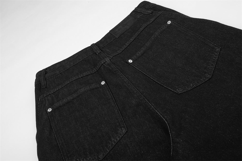 Wide-Leg Raw Denim Jeans – Relaxed Straight Fit