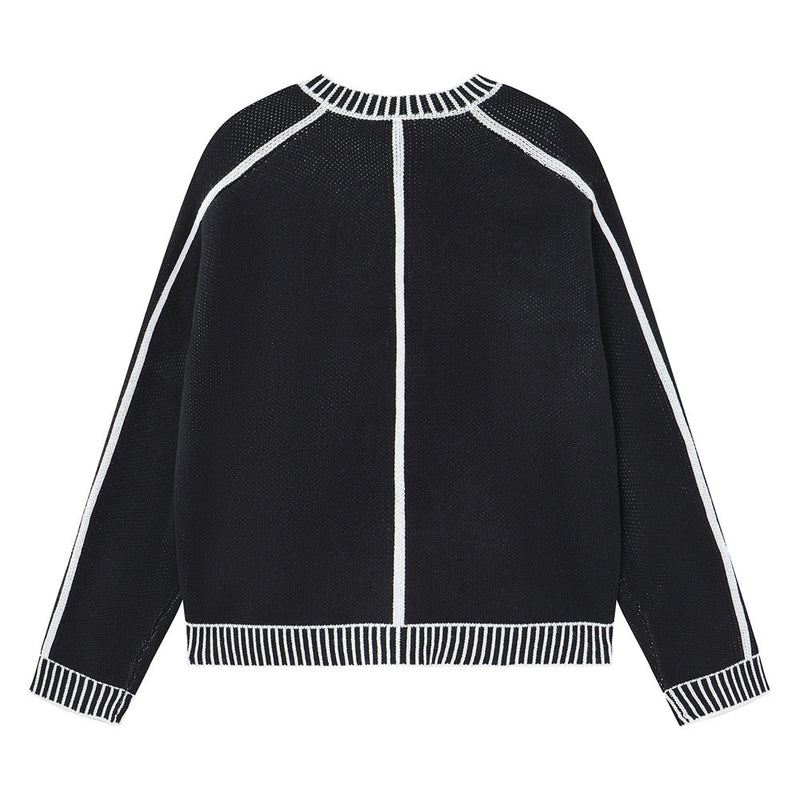 Men's Contrast Trim Knit Cardigan – Relaxed Fit Button-Up Sweater
