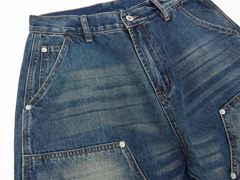 Men's Baggy Carpenter Jeans – Vintage Washed Wide-Leg Denim