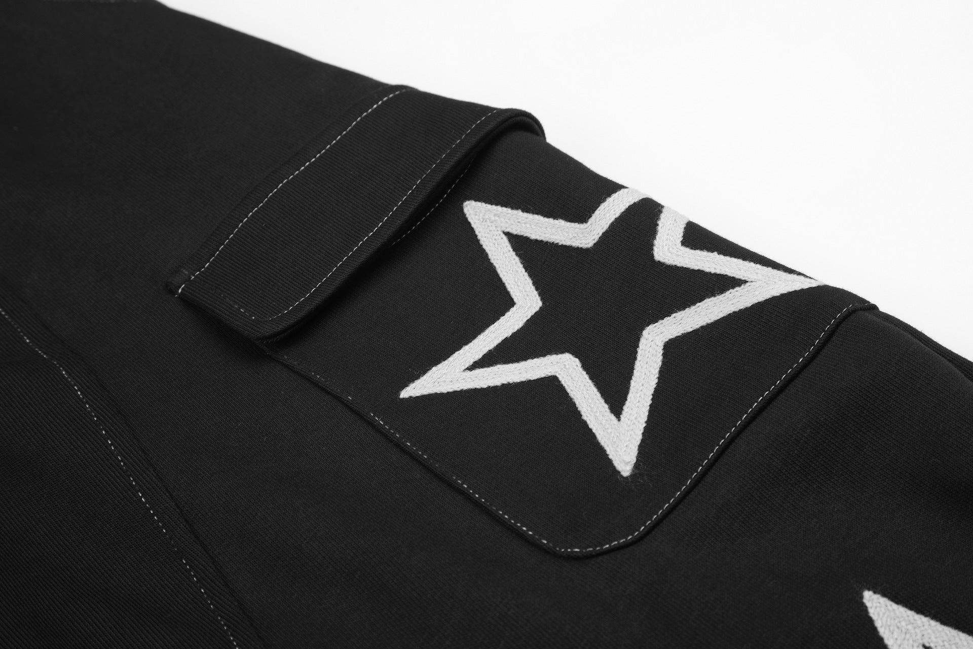 Pantalon cargo de survêtement baggy brodé d’étoiles – Pantalon à jambes larges et cordon