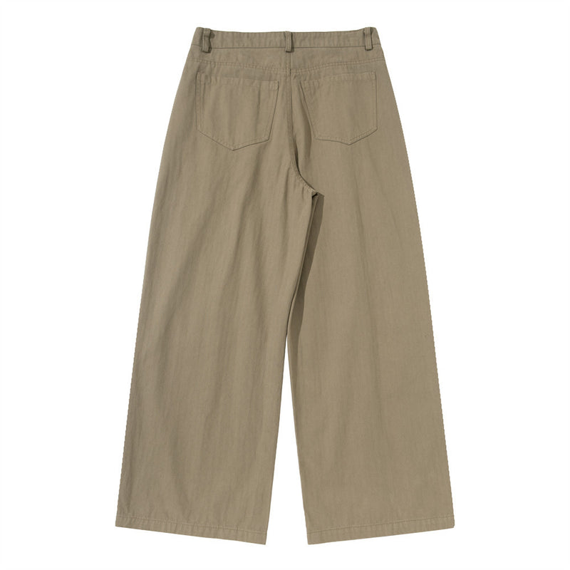 Wide-Leg Pleated Trousers – Men's Loose Fit Straight-Cut Pants