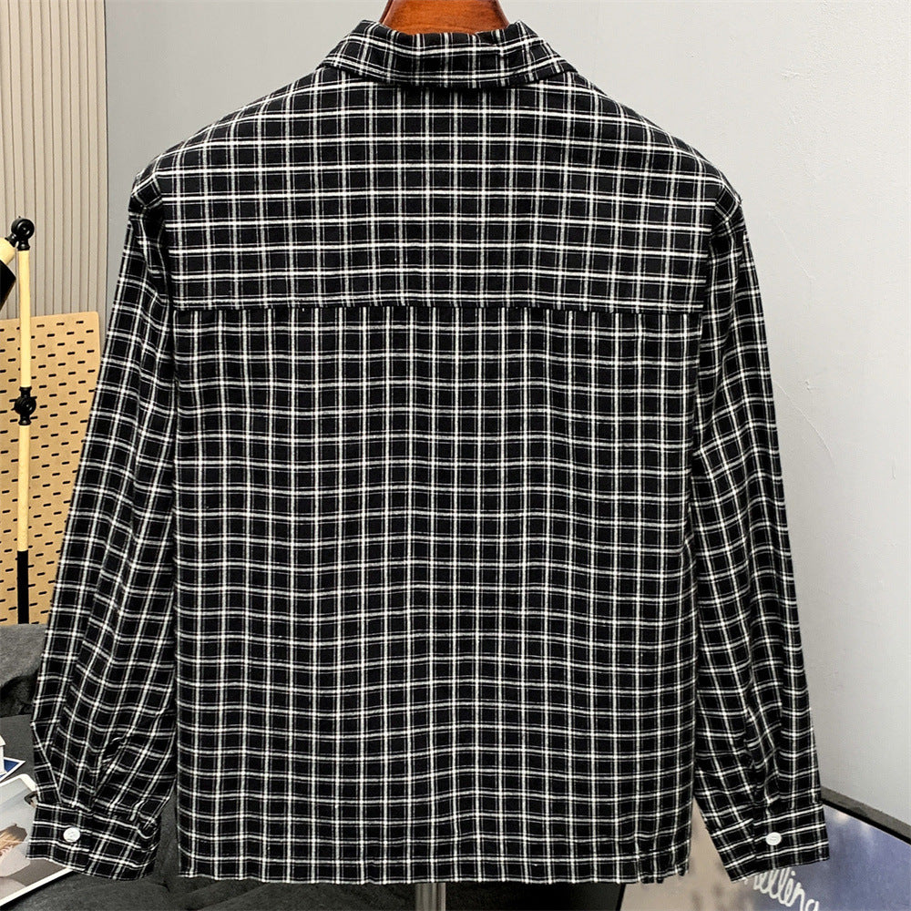 Plaid Long Sleeve Shirt – Savage Base Script Embroidery, Relaxed Fit