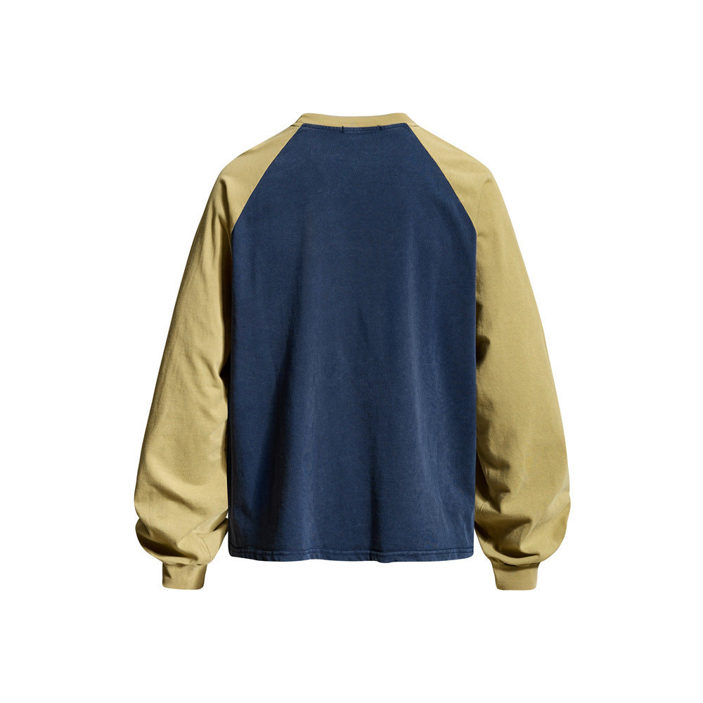 Men's Graphic Long-Sleeve Raglan T-Shirt – Colorblock Contrast Sleeve
