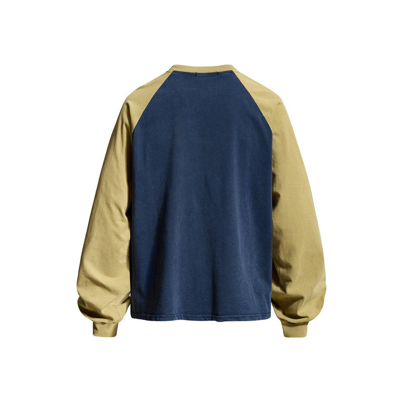 Men's Graphic Long-Sleeve Raglan T-Shirt – Colorblock Contrast Sleeve