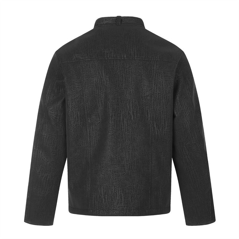 Casual Jacket for Men – Relaxed Fit Stand Collar Moto Jacket with Dual Zip &