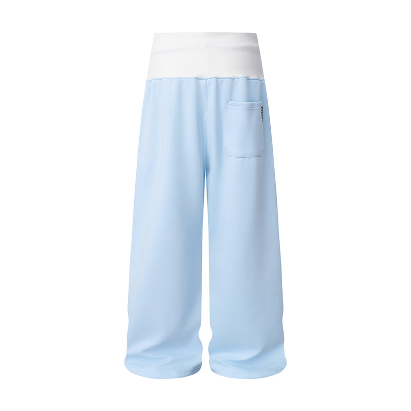 Pantalon de survêtement baggy à jambes larges avec imprimé croix – taille haute colorblock