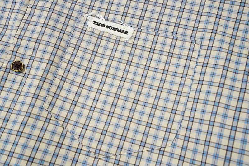 Chemise en flanelle à carreaux bleus – Coupe décontractée, manches longues et boutonnage