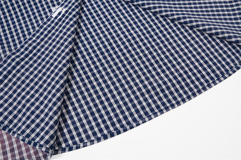 Camisa de manga larga con degradado de cuadros – Corte oversize con estampado de letras