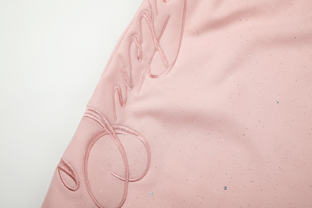 Wide-Leg Sweatpants with Glitter Speckle Fabric & Script Graphic