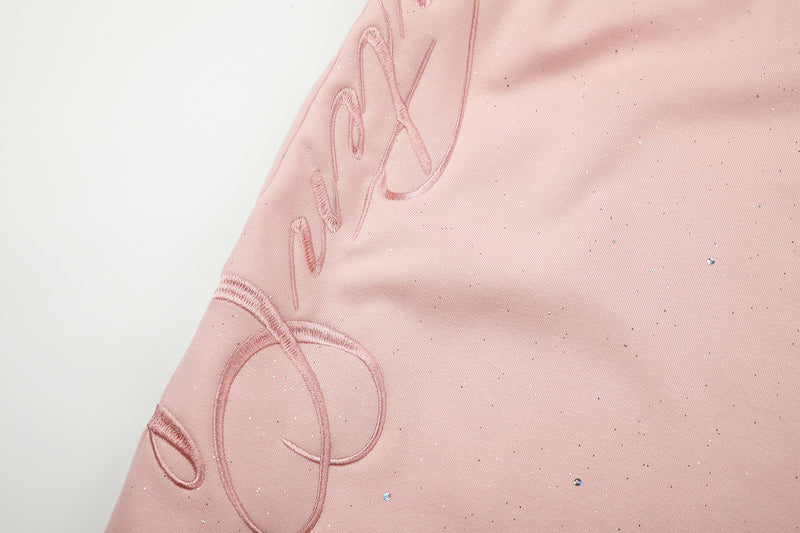 Wide-Leg Sweatpants with Glitter Speckle Fabric & Script Graphic