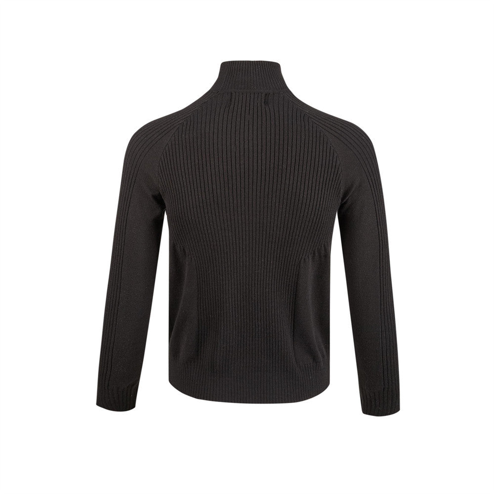 Men's Long Sleeve Sweater Polo Mock Neck Ribbed Knit Slim Fit Pullover