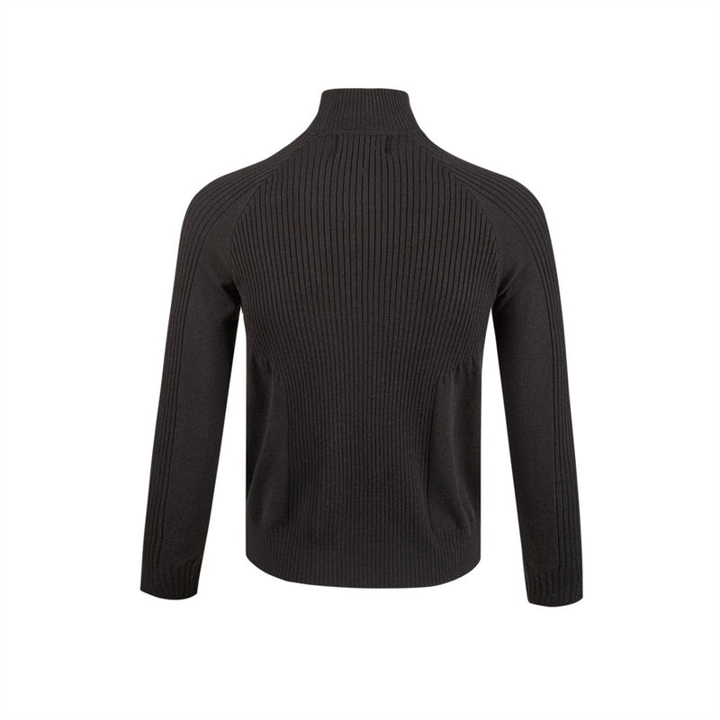 Men's Long Sleeve Sweater Polo Mock Neck Ribbed Knit Slim Fit Pullover
