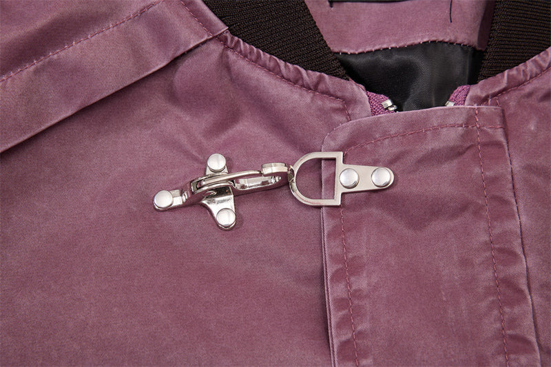 Bomber Jacket for Men – Washed Oversized Fit with Metal Clasp & Pleated Sleeves