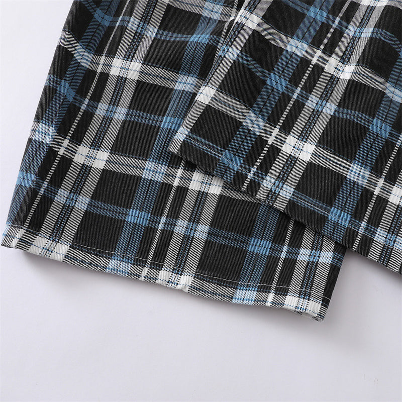 Plaid Wide-Leg Trousers – Double-Pleat Baggy Fit