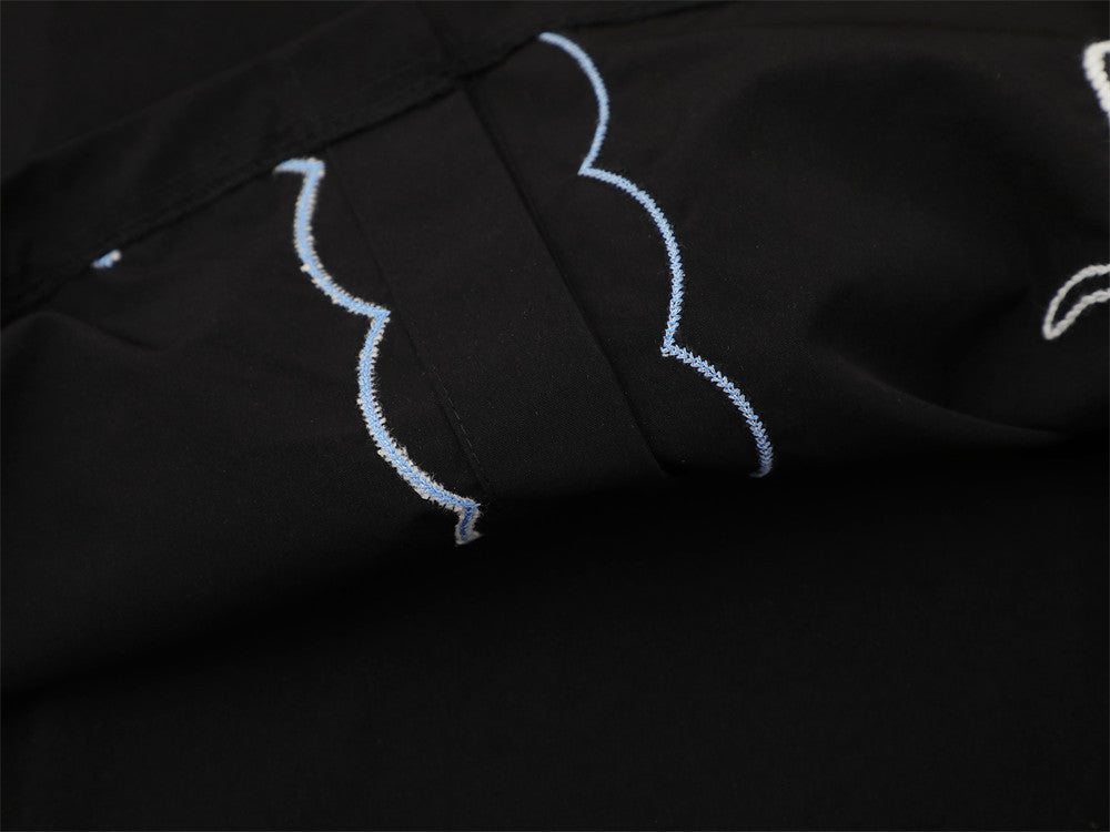 Abstract Greyhound Embroidered Short Sleeve Shirt – Oversized Casual Streetwear
