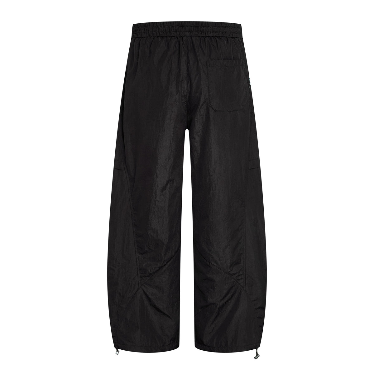 Wide-Leg Parachute Cargo Pants – Oversized Crinkle Nylon Drawstring Trousers