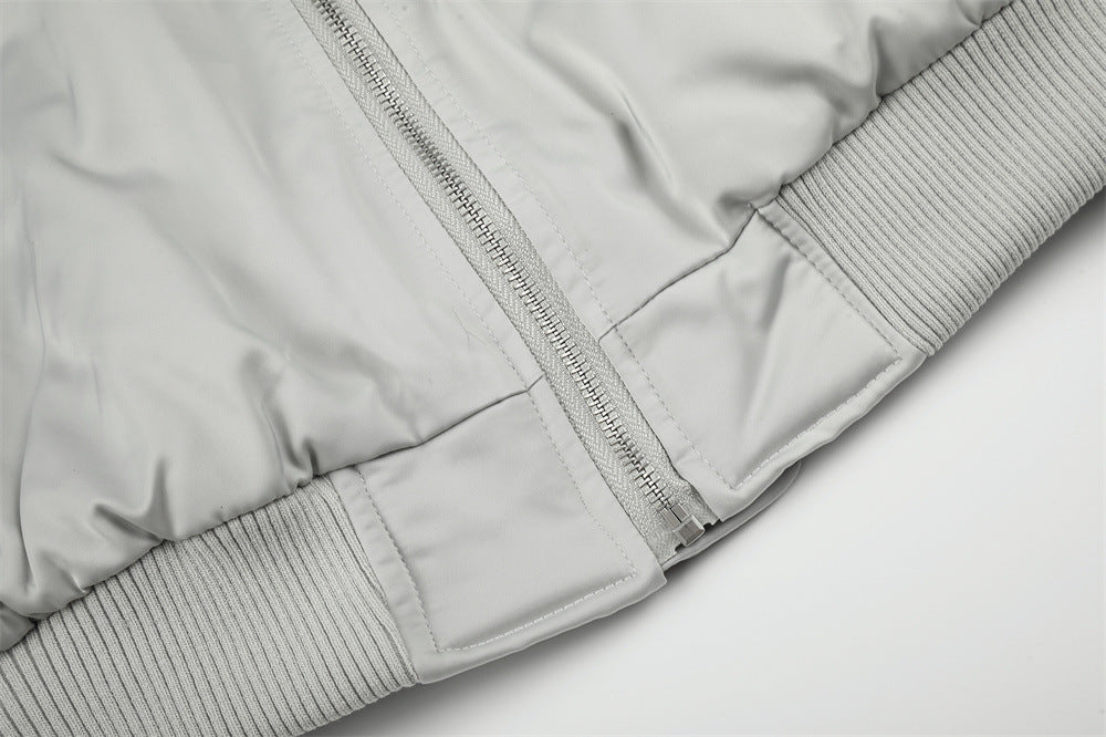 Bomber Jacket Men Oversized Buckle Strap Stand Collar Padded Outerwear