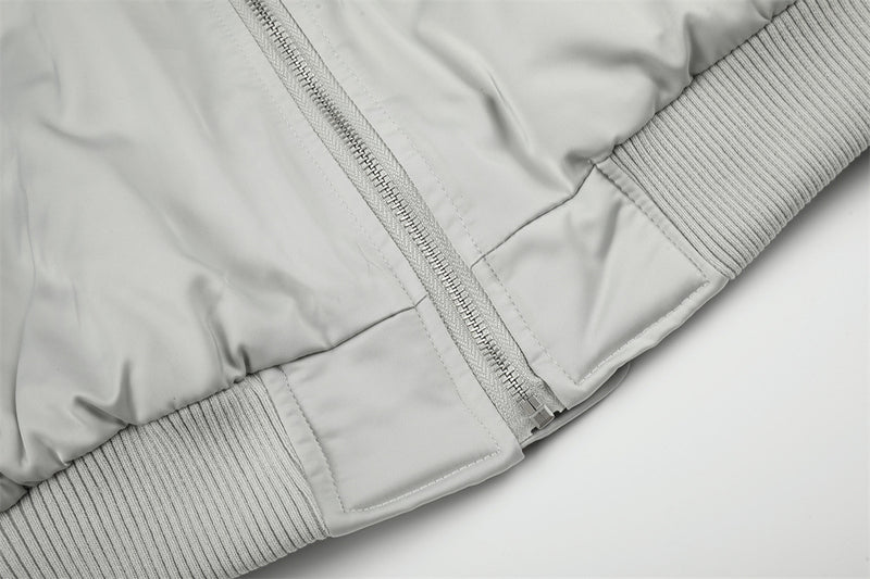 Bomber Jacket Men Oversized Buckle Strap Stand Collar Padded Outerwear
