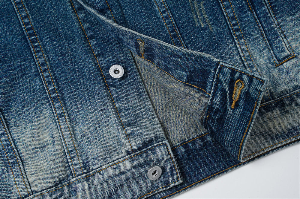 Veste en jean homme délavée et usée – Style street vintage punk