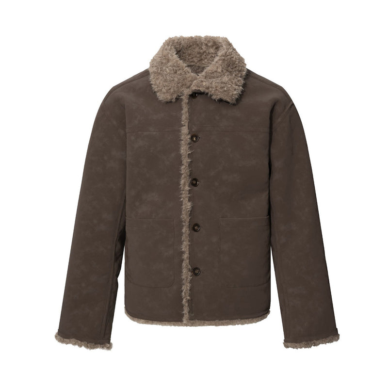 Wendbare Sherpa-Fleecejacke – Kunstfellkragen, beidseitig tragbarer Winterlook