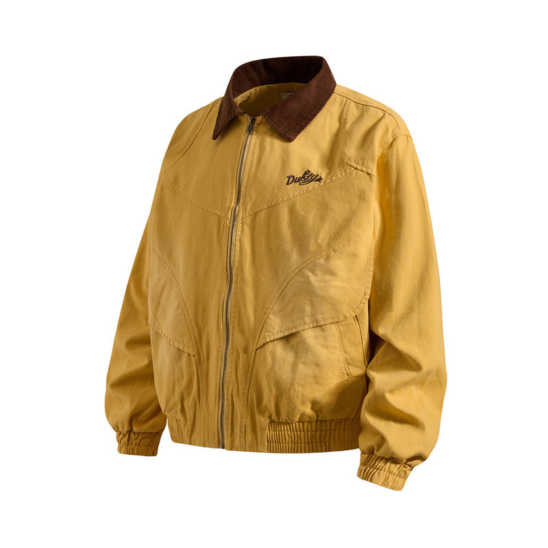 Chaqueta workwear vintage americana de lona para hombre con cuello de pana
