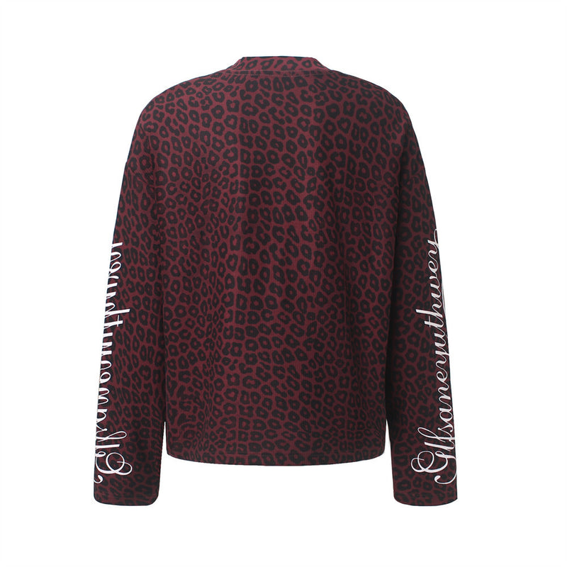 Leopard Print Long-Sleeve Shirt with Sleeve Script & Swirl Graphics