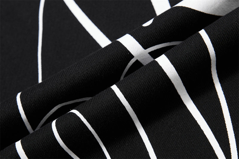 Dark Streetwear Wide-Leg Sweatpants with Leopard Side Tape & Script Print