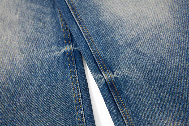 Vaqueros azules para hombre – Pantalón vaquero recto vintage lavado, de pierna ancha y corte baggy