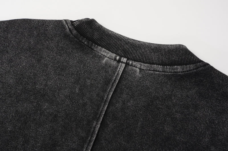 Sudadera efecto superpuesto de lavado ácido con mangas de pana – Deconstruida