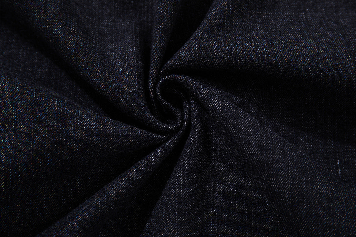 Ensemble veste et pantalon en jean – Veste boxy en denim indigo foncé asymétrique