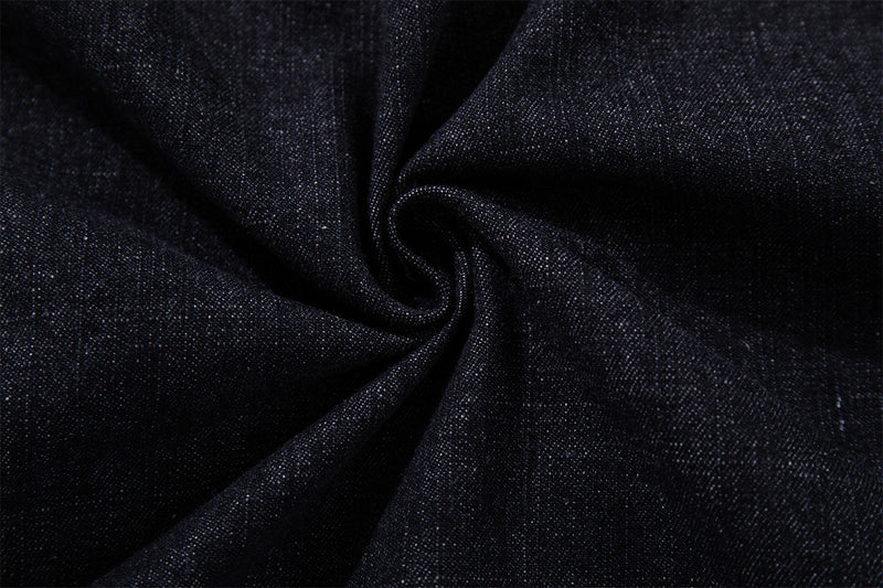 Ensemble veste et pantalon en jean – Veste boxy en denim indigo foncé asymétrique