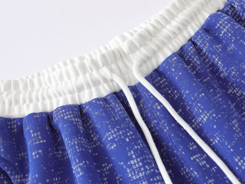 Pantalon de survêtement à jambes larges en maille jacquard délavée streetwear