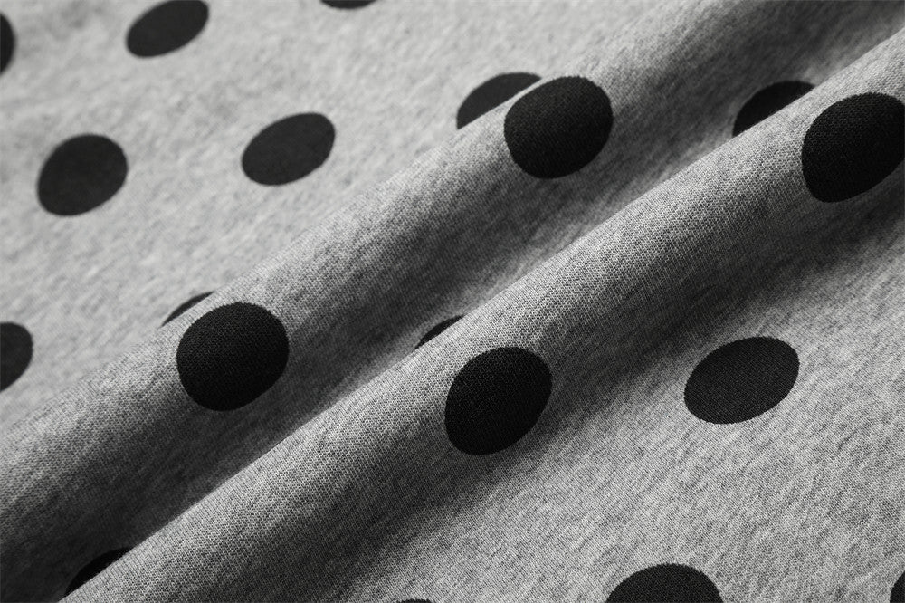 Polka Dot Wide-Leg Pants with Elastic Drawstring Waist