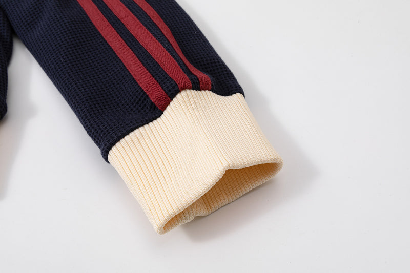 Veste de survêtement en maille gaufrée Nast Club avec logo brodé et manches rayées