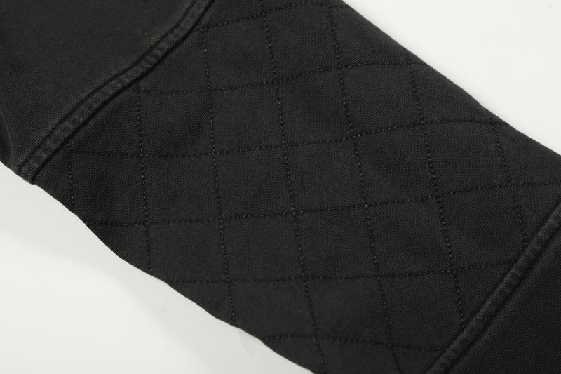 Jacke im Moto-Stil – Verwaschenes Distressed-Schwarz mit goldfarbenen Details