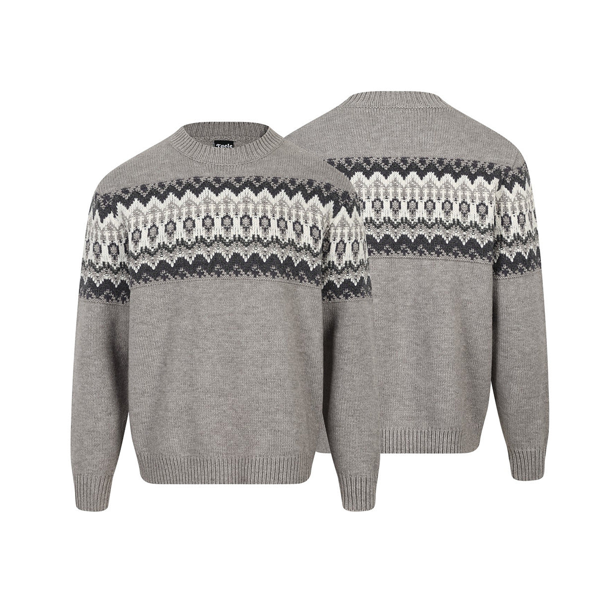 Fair Isle Jacquard Knitted Crew Neck Sweater – Vintage American Style