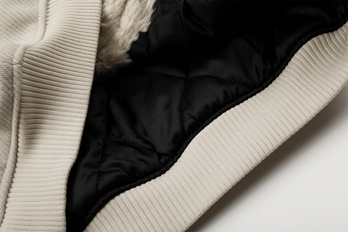 Men's Oversized Bomber Jacket with Sherpa Collar – Padded Winter Coat