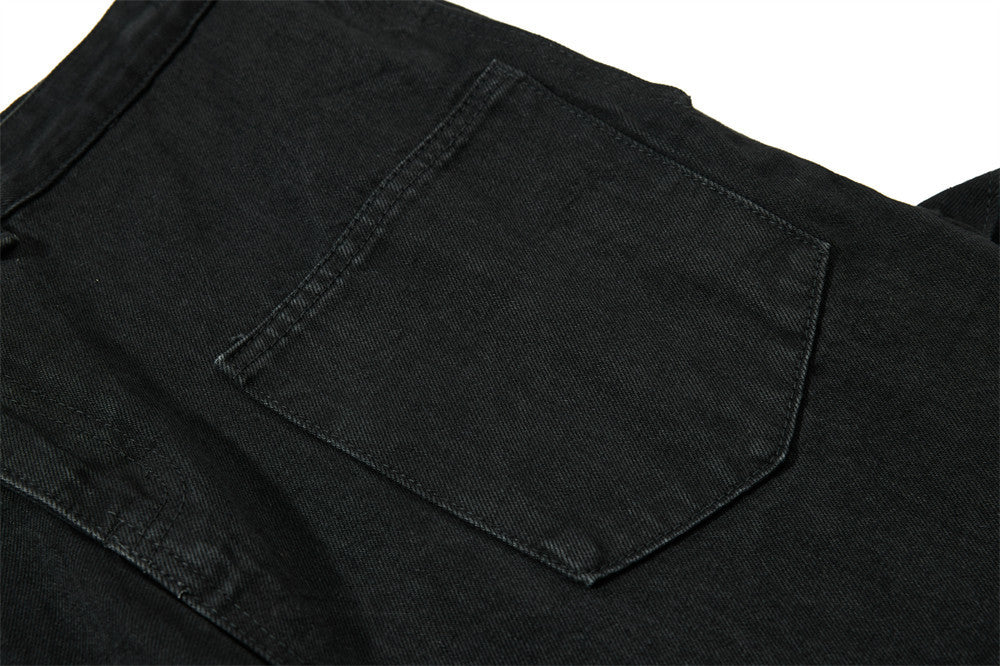 Wide-Leg-Carpenter-Jeans – Herrenjeans aus gewaschenem Denim mit asymmetrischer Knopfleiste und Utility-Details