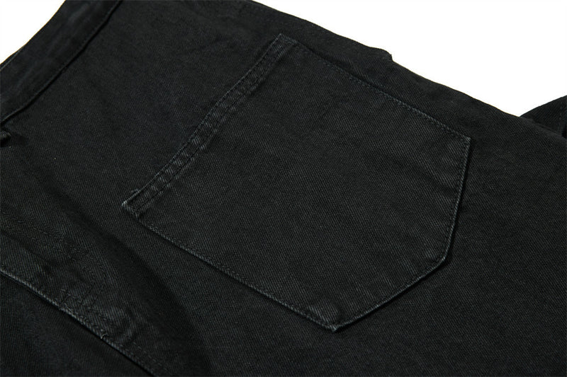 Wide-Leg-Carpenter-Jeans – Herrenjeans aus gewaschenem Denim mit asymmetrischer Knopfleiste und Utility-Details