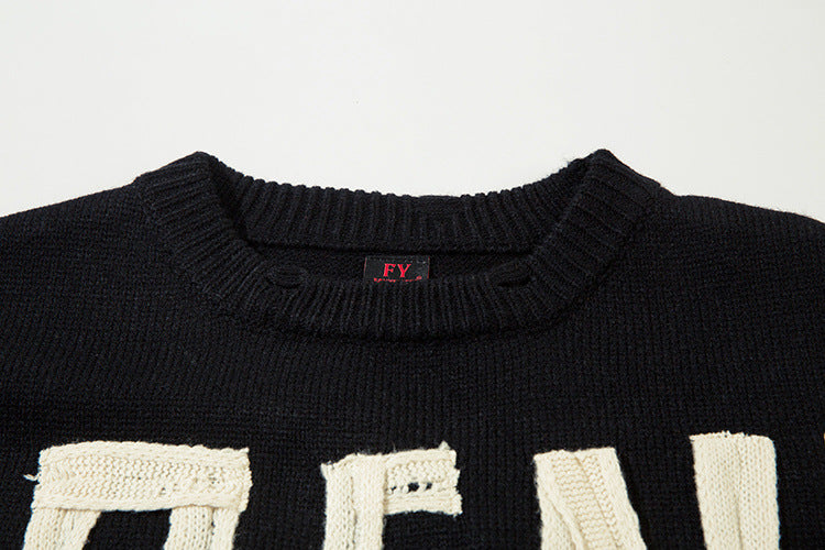 Pull en maille effet usé Agent Orange – Col rond oversize