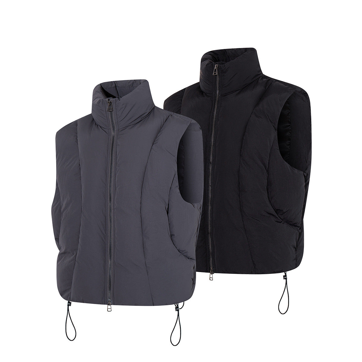 Padded Puffer Vest Stand Collar Zip-Up Sleeveless Jacket