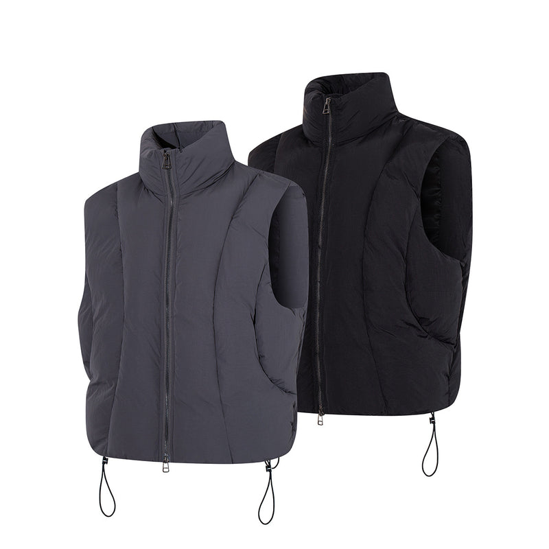 Padded Puffer Vest Stand Collar Zip-Up Sleeveless Jacket