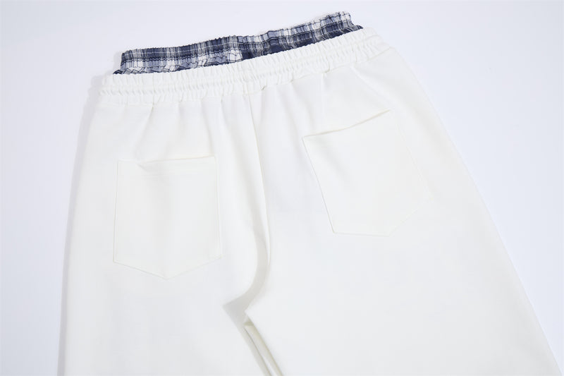 Wide-Leg Sweatpants with Plaid Waistband & Star Print – Trouvaille Graphic