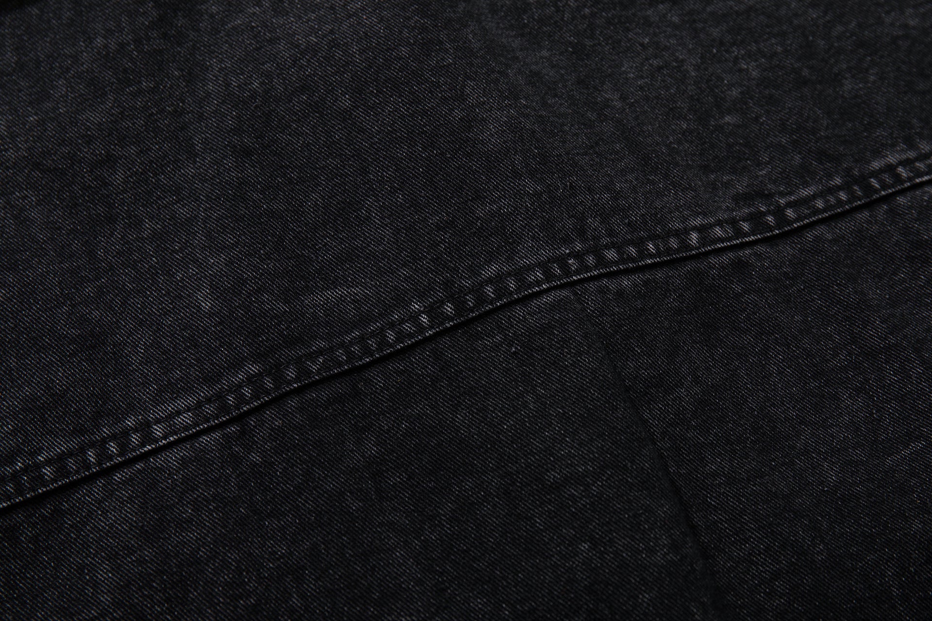 Washed Black Denim Hoodie Pullover with Metal Clasp Buckles