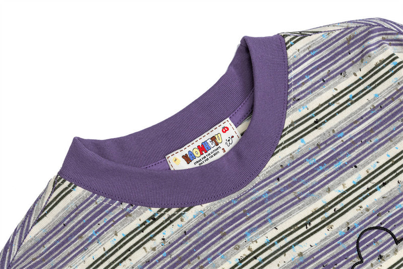 Striped Long-Sleeve Shirt Men's Oversized Fit with Korean Embroidered Graphic