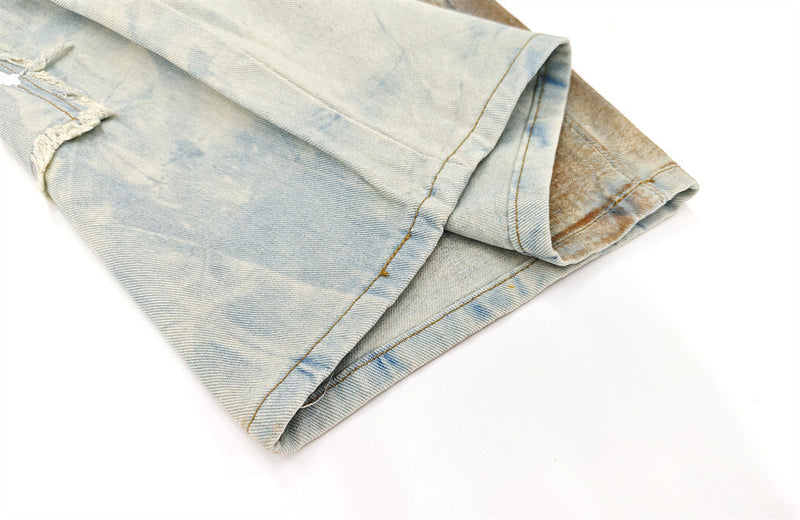 Distressed Graffiti Wide-Leg Jeans – Vintage Washed Ripped Baggy Denim