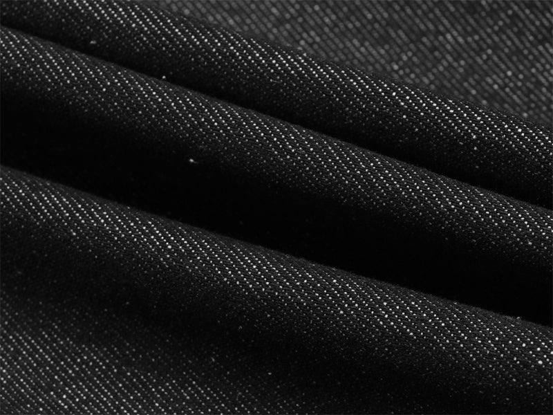 Wide-Leg-Raw-Denim-Jeans – Schwarze Herrenjeans mit Stern-Patches, Straight Fit