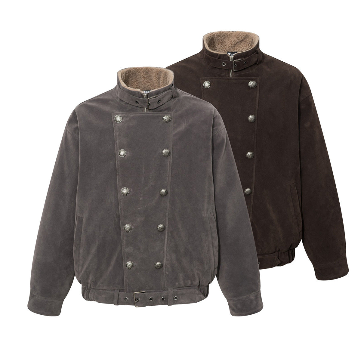 Herren-Doppelreiher – Vintage-Military-Bomberjacke mit Sherpa-Kragen