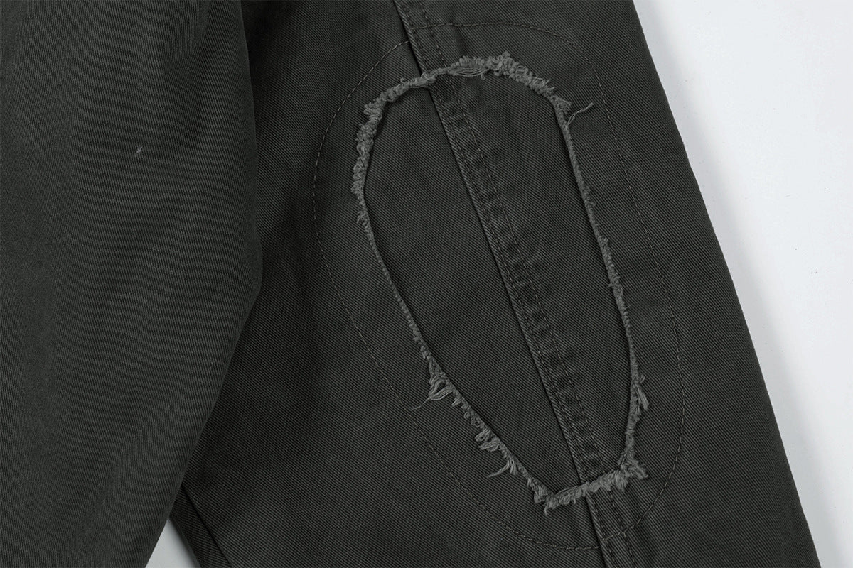 Veste Harrington boxy délavée – Col distressed vert militaire et coupe courte