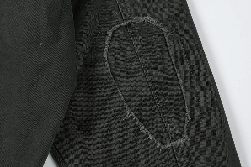 Veste Harrington boxy délavée – Col distressed vert militaire et coupe courte